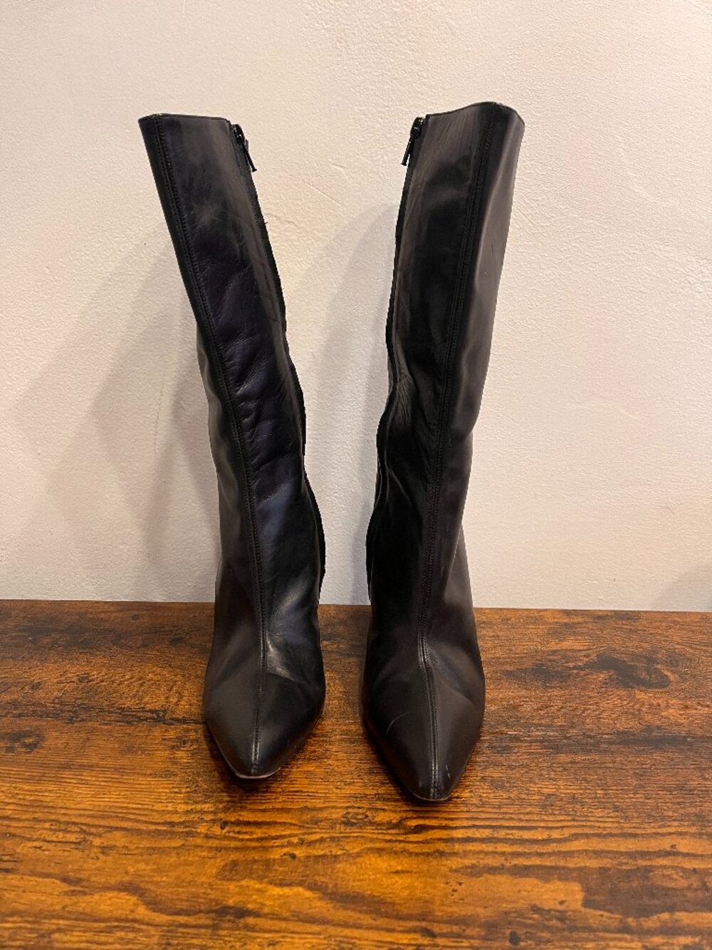 Vintage Ralph Lauren Black Leather High Heel Boots